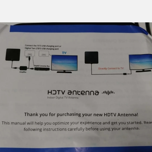 HDTV Antenna Black and Red TV Antenna with Cables - Picture 6 of 6